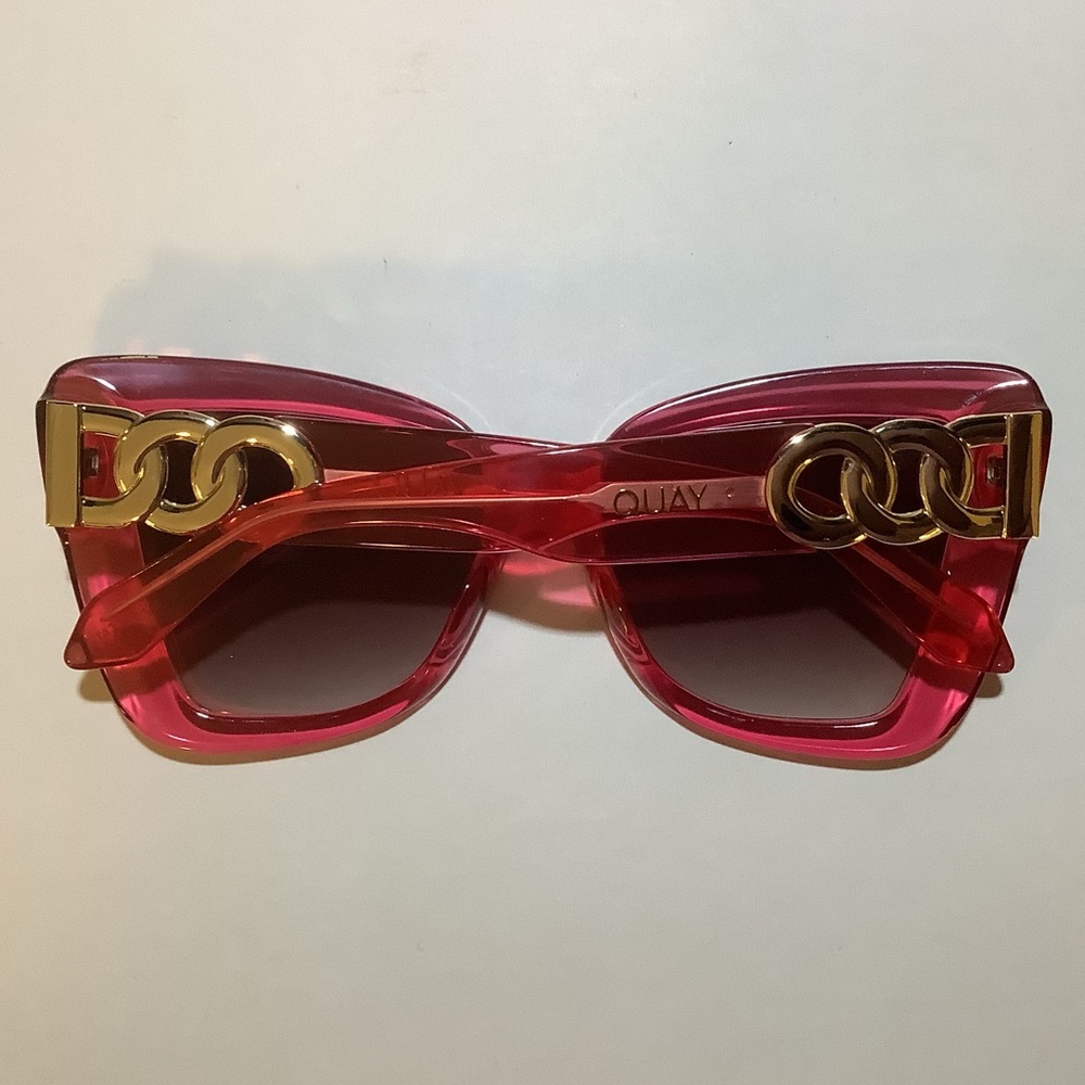 Quay Australia Chain Reaction Pink Cat Eye Sunglasses New - Picture 5 of 5